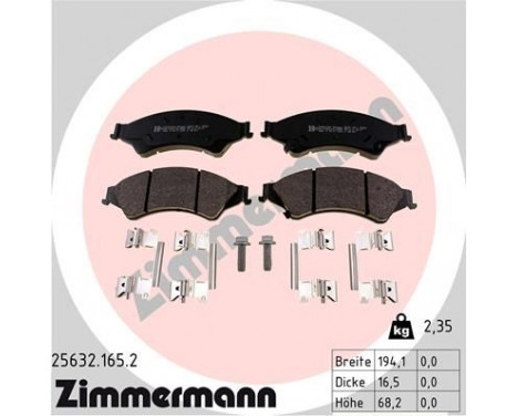 Brake Pad Set, disc brake 25632.165.2 Zimmermann, Image 2