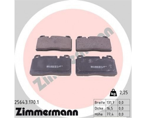 Brake Pad Set, disc brake 25643.170.1 Zimmermann, Image 2