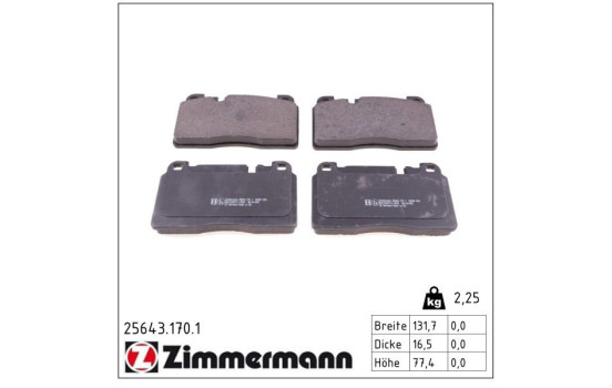 Brake Pad Set, disc brake 25643.170.1 Zimmermann, Image 2