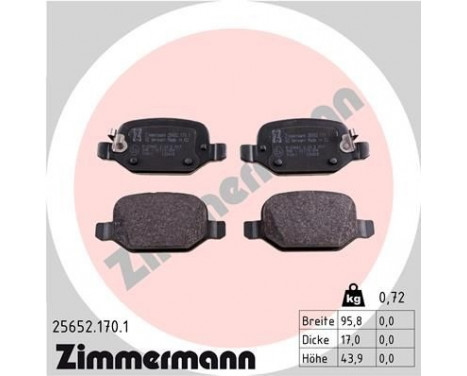 Brake Pad Set, disc brake 25652.170.1 Zimmermann, Image 2