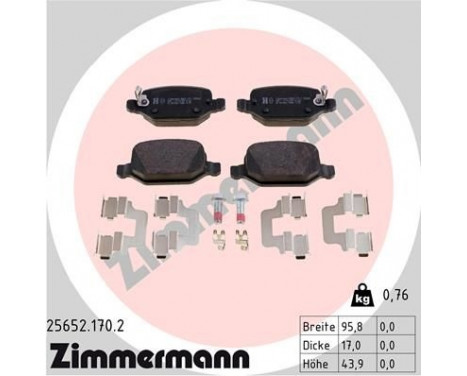 Brake Pad Set, disc brake 25652.170.2 Zimmermann, Image 2