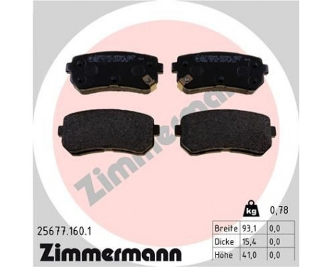 Brake Pad Set, disc brake 25677.160.1 Zimmermann