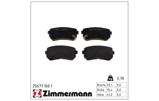 Brake Pad Set, disc brake 25677.160.1 Zimmermann