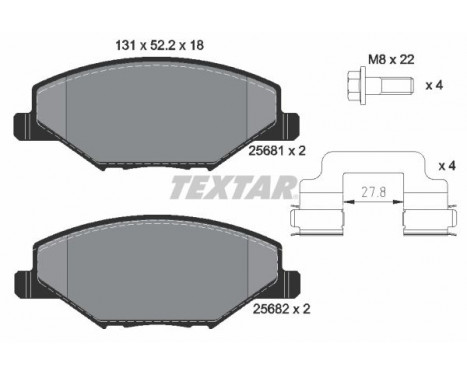 Brake Pad Set, disc brake 2568101 Textar, Image 2