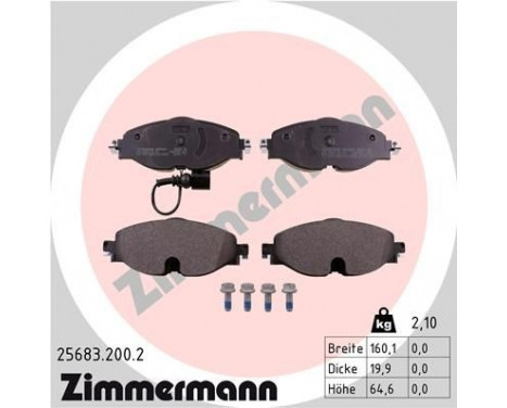 Brake Pad Set, disc brake 25683.200.2 Zimmermann, Image 2