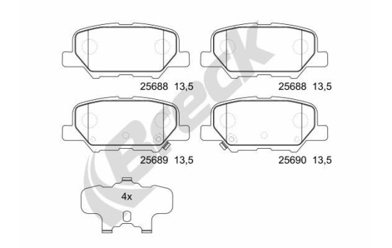 Brake pad set, disc brake 25688 00 702 00 Breck