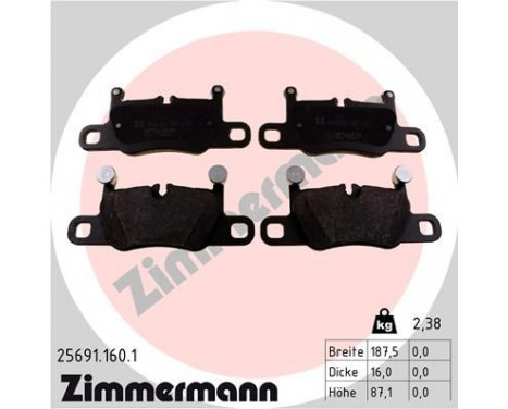 Brake Pad Set, disc brake 25691.160.1 Zimmermann