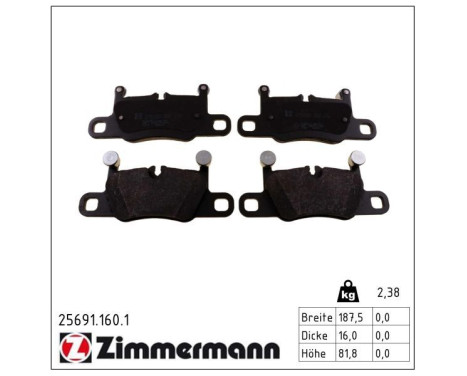 Brake Pad Set, disc brake 25691.160.1 Zimmermann
