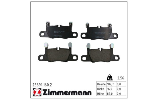 Brake pad set, disc brake 25691.160.2 Zimmermann