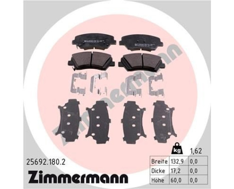 Brake Pad Set, disc brake 25692.180.2 Zimmermann, Image 2