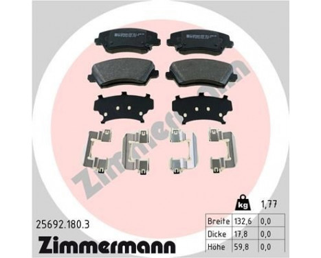 Brake Pad Set, disc brake 25692.180.3 Zimmermann