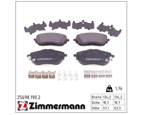 Brake Pad Set, disc brake 25698.190.2 Zimmermann, Image 2