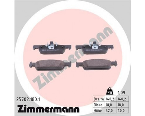 Brake Pad Set, disc brake 25702.180.1 Zimmermann, Image 2