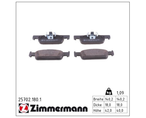 Brake Pad Set, disc brake 25702.180.1 Zimmermann, Image 2
