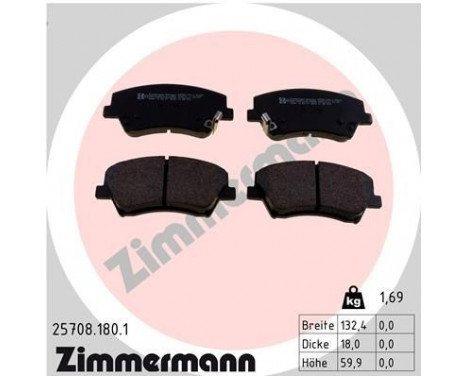 Brake Pad Set, disc brake 25708.180.1 Zimmermann