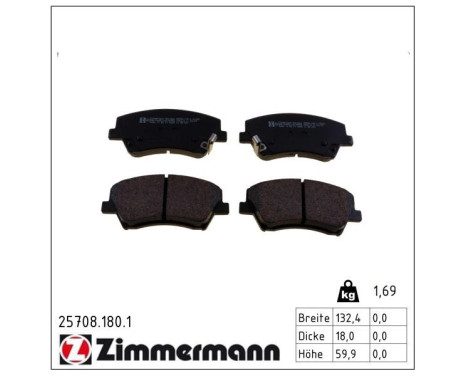 Brake Pad Set, disc brake 25708.180.1 Zimmermann