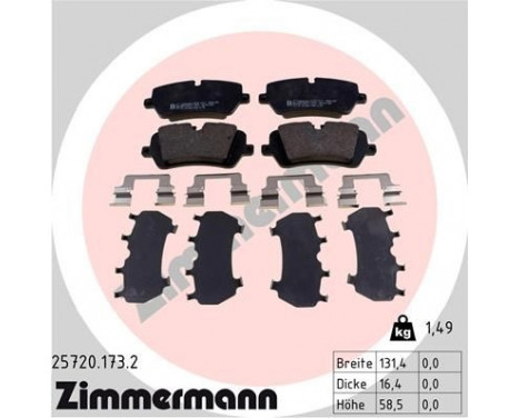 Brake Pad Set, disc brake 25720.173.2 Zimmermann, Image 2