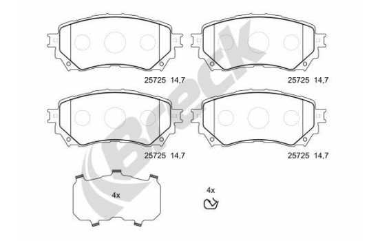 Brake pad set, disc brake 25725 00 701 00 Breck