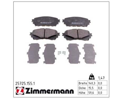 Brake Pad Set, disc brake 25725.155.1 Zimmermann, Image 2