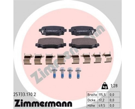 Brake Pad Set, disc brake 25733.170.2 Zimmermann, Image 2