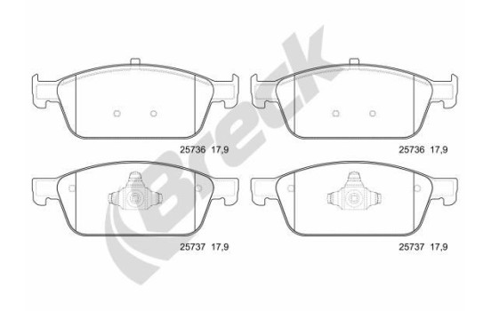 Brake pad set, disc brake 25736 00 701 00 Breck