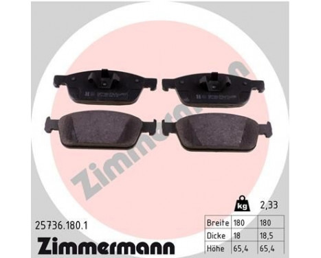 Brake Pad Set, disc brake 25736.180.1 Zimmermann