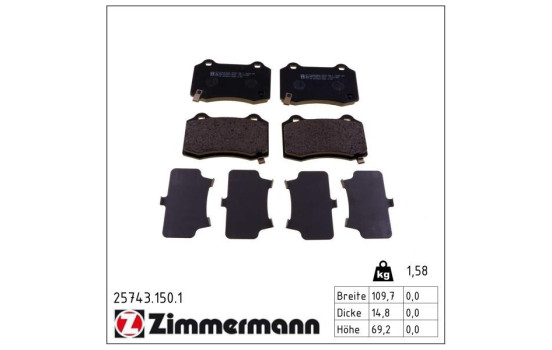 Brake Pad Set, disc brake 25743.150.1 Zimmermann