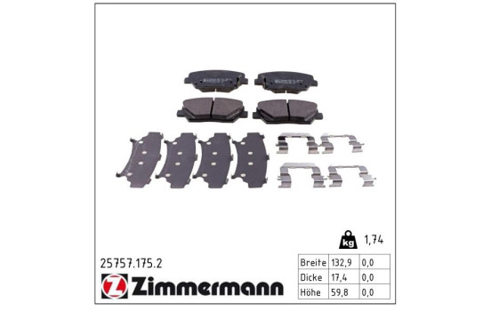 Brake Pad Set, disc brake 25757.175.2 Zimmermann, Image 2