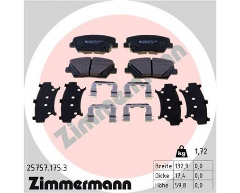 Brake Pad Set, disc brake 25757.175.3 Zimmermann