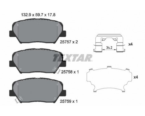 Brake Pad Set, disc brake 2575701 Textar