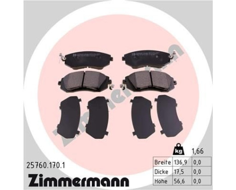 Brake Pad Set, disc brake 25760.170.1 Zimmermann, Image 2