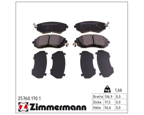 Brake Pad Set, disc brake 25760.170.1 Zimmermann, Image 2