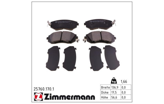 Brake Pad Set, disc brake 25760.170.1 Zimmermann, Image 2