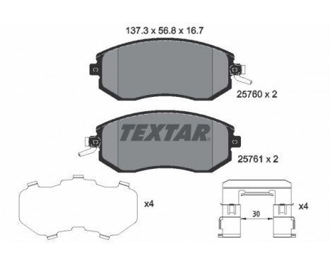 Brake Pad Set, disc brake 2576001 Textar