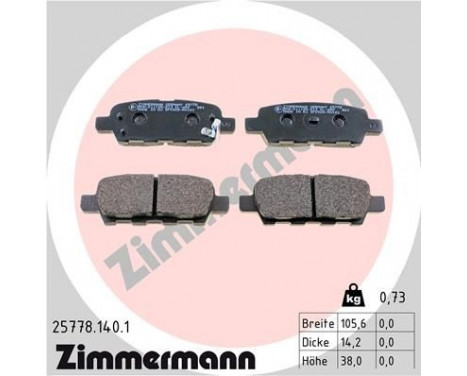 Brake Pad Set, disc brake 25778.140.1 Zimmermann