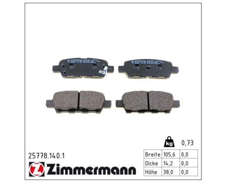 Brake Pad Set, disc brake 25778.140.1 Zimmermann