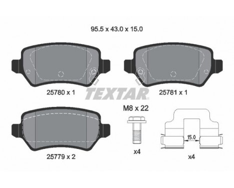 Brake pad set, disc brake 2578001 Textar