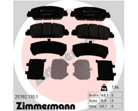 Brake Pad Set, disc brake 25792.170.1 Zimmermann