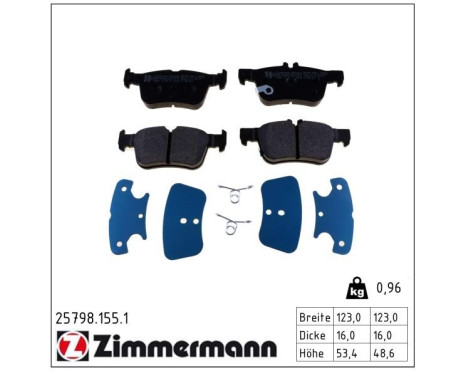 Brake Pad Set, disc brake 25798.155.1 Zimmermann, Image 2