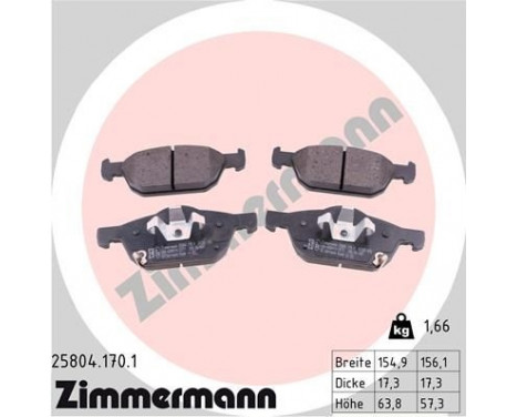 Brake Pad Set, disc brake 25804.170.1 Zimmermann, Image 2