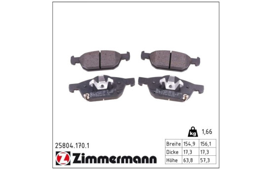 Brake Pad Set, disc brake 25804.170.1 Zimmermann, Image 2