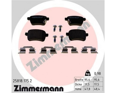 Brake Pad Set, disc brake 25818.175.2 Zimmermann