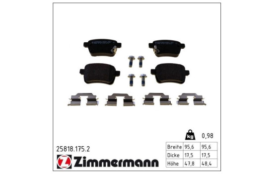 Brake Pad Set, disc brake 25818.175.2 Zimmermann
