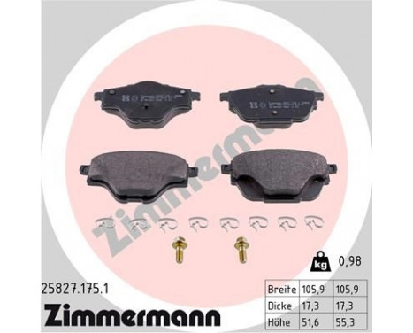 Brake Pad Set, disc brake 25827.175.1 Zimmermann, Image 2