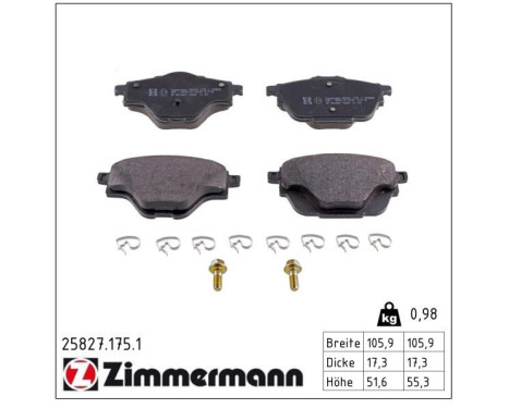 Brake Pad Set, disc brake 25827.175.1 Zimmermann, Image 2