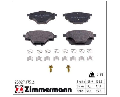 Brake Pad Set, disc brake 25827.175.2 Zimmermann, Image 2