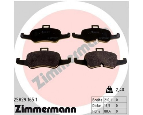 Brake Pad Set, disc brake 25829.165.1 Zimmermann