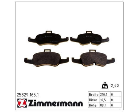 Brake Pad Set, disc brake 25829.165.1 Zimmermann, Image 2