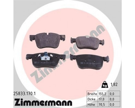 Brake Pad Set, disc brake 25833.170.1 Zimmermann, Image 2