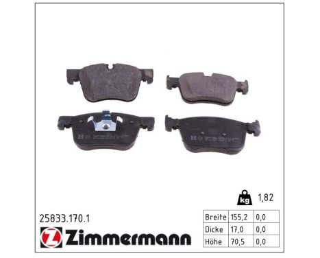 Brake Pad Set, disc brake 25833.170.1 Zimmermann, Image 2